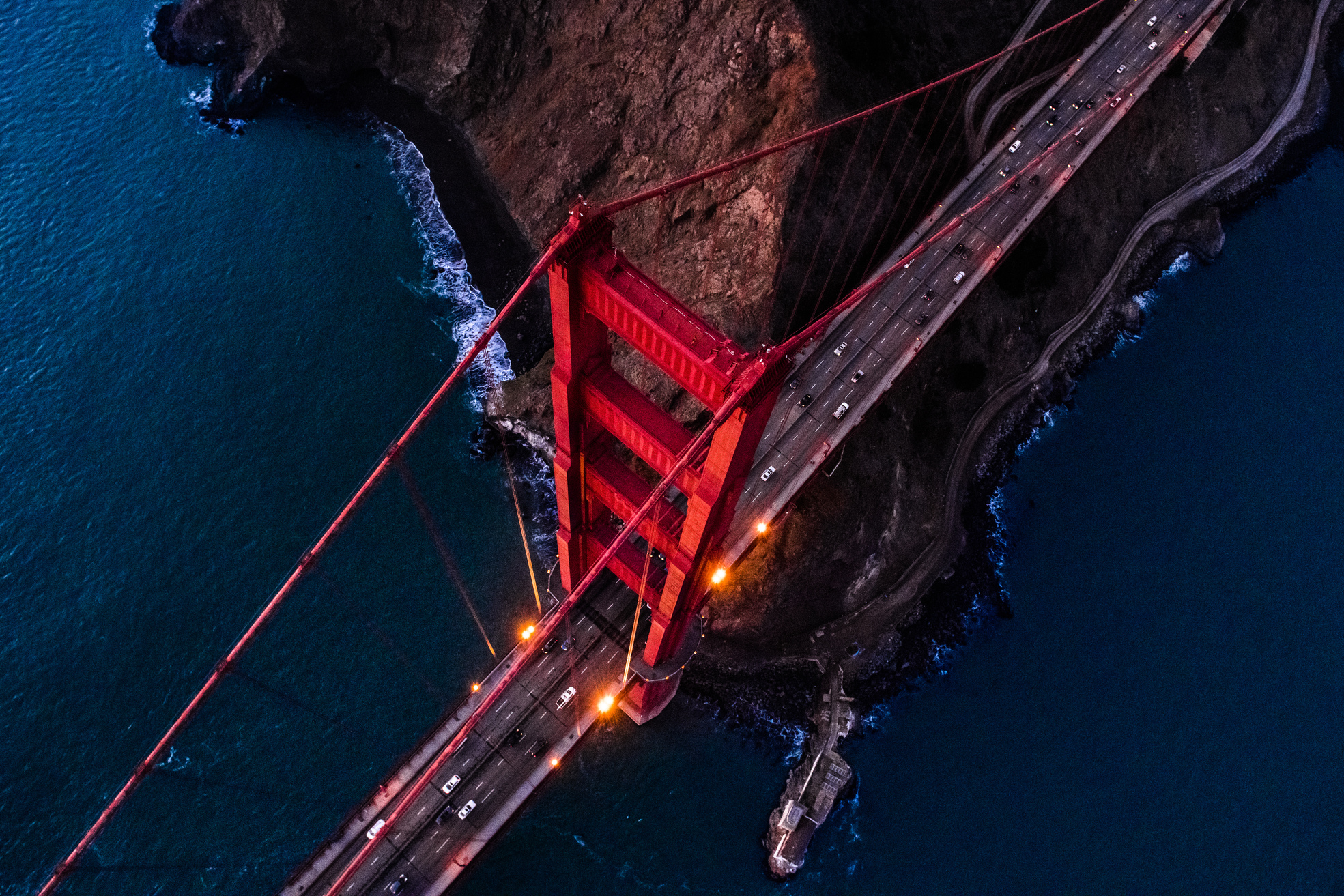 Aerial view of Golden Gate Bridge, San Francisco, California
