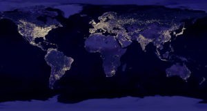 Earth,Night,View,From,Space,Map,With,City,Lights,Satellite-based